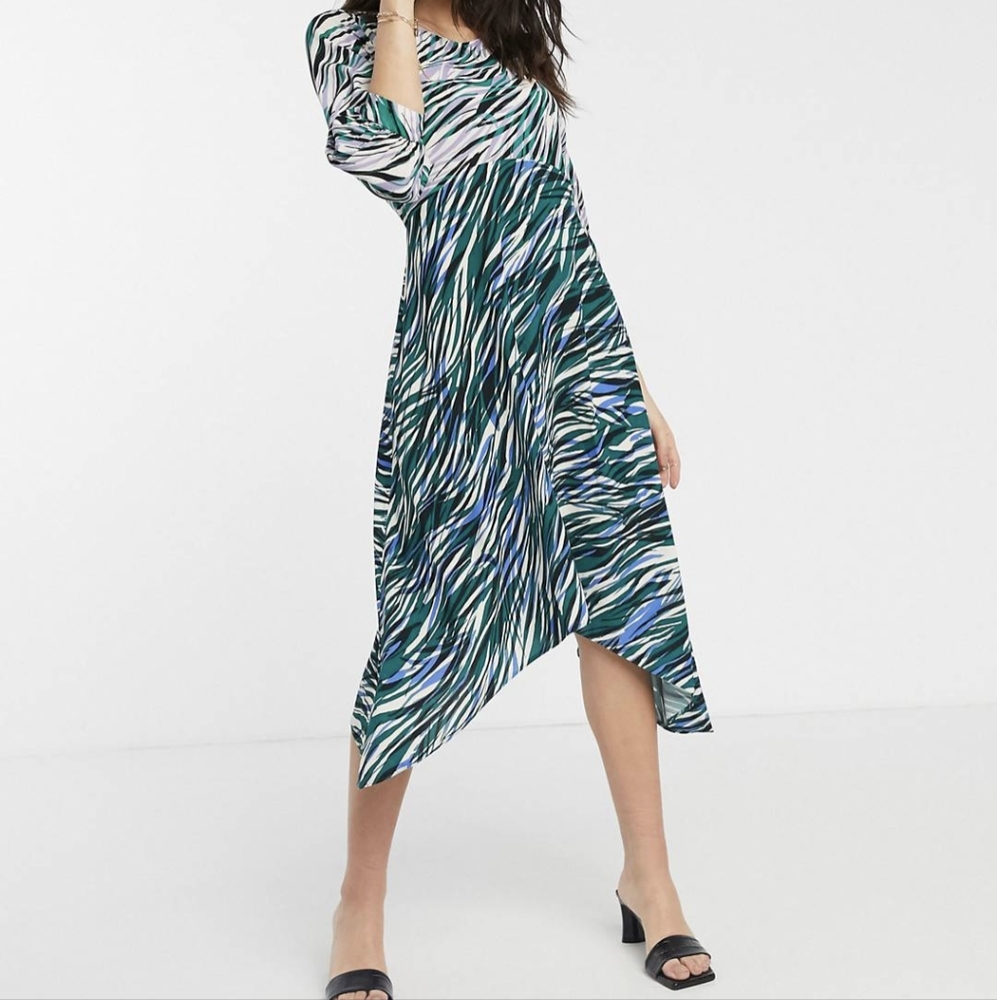Midi dress in mixed print